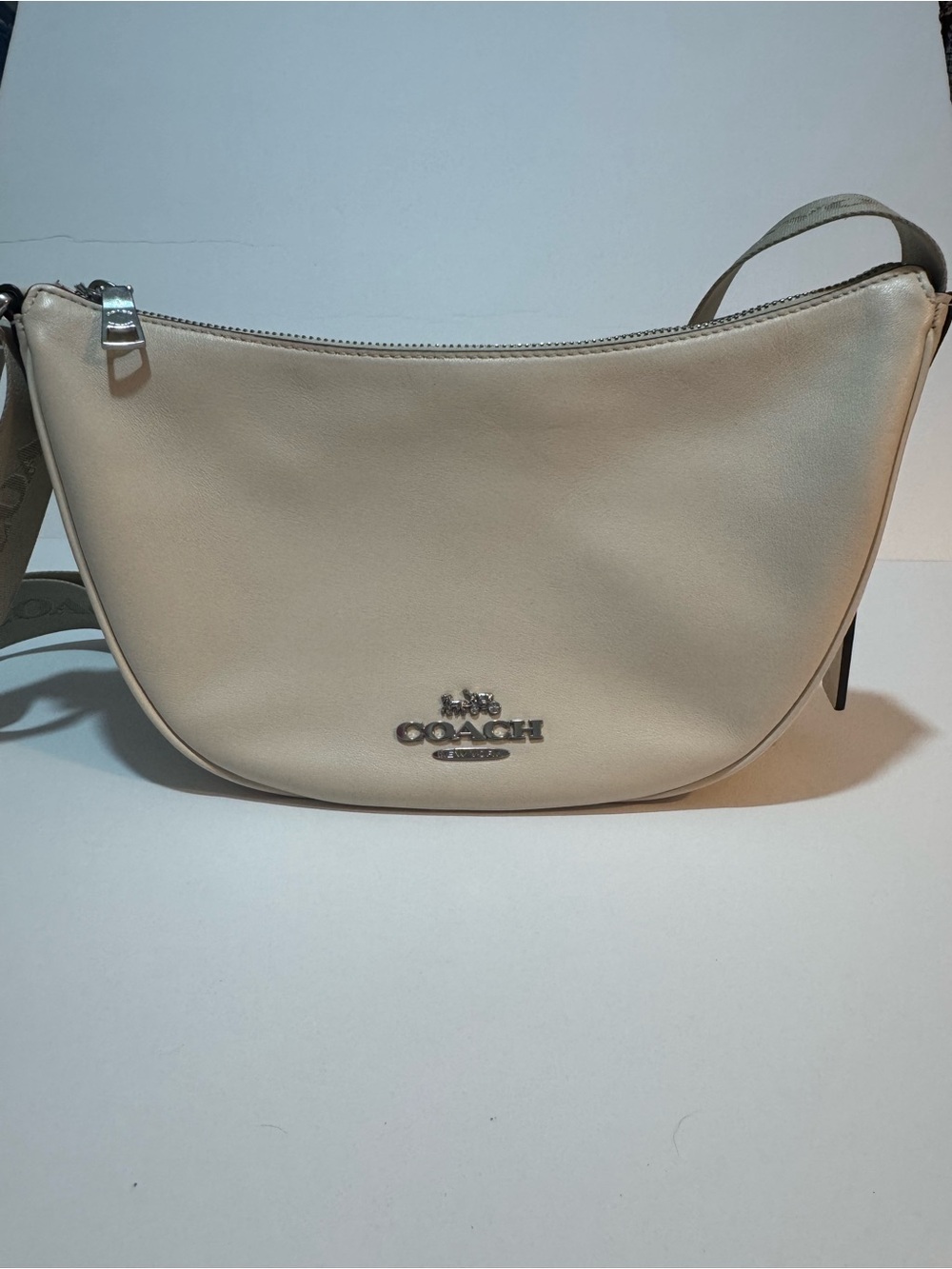 Coach Pace CT644 Leather Shoulder Crossbody Bag Silver Chalk - Picture 4 of 14